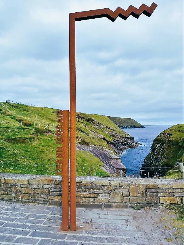 Metal sign on wild atlantic way marking erris head 