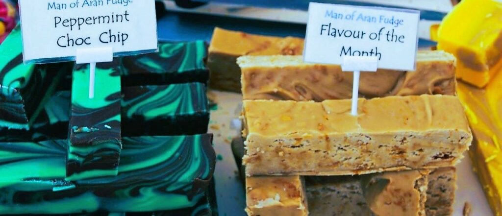 bars of green and yellow handmade fudge for salmon festival best time to visit ballina