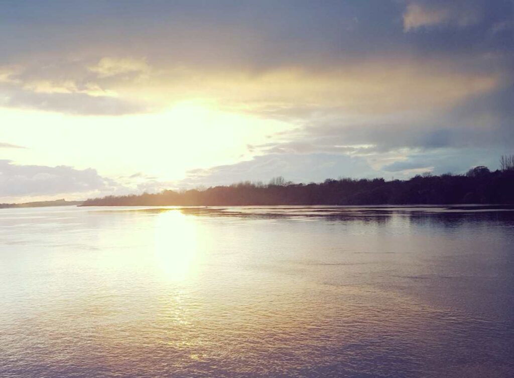 Beautiful winter sunset over the Shannon estuary