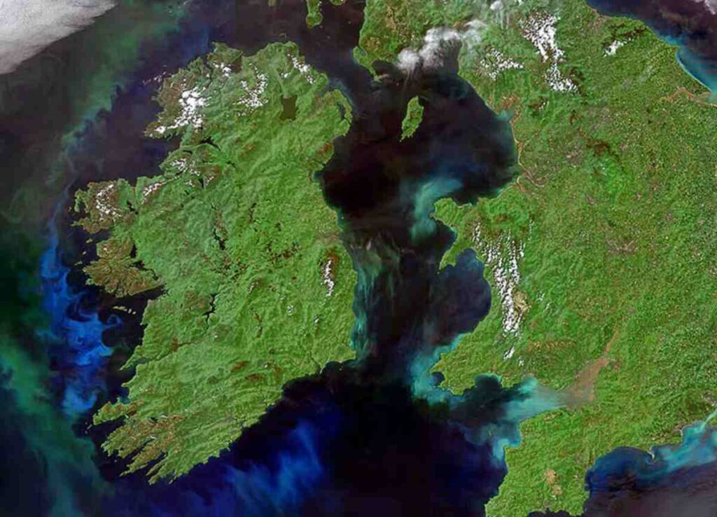 Image of Ireland and the UK from space, released by the European Space Agency